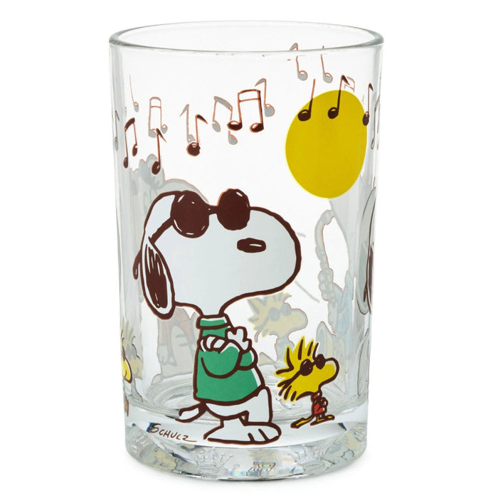 Peanuts® Joe Cool Collectible 13.5 oz. clear drinking glass featuring Snoopy as Joe Cool with licensed Peanuts artwork on durable glass drinkware.