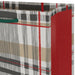 6.5-inch small Christmas gift bag featuring a khaki, red, and gray plaid pattern for festive holiday gift wrapping.