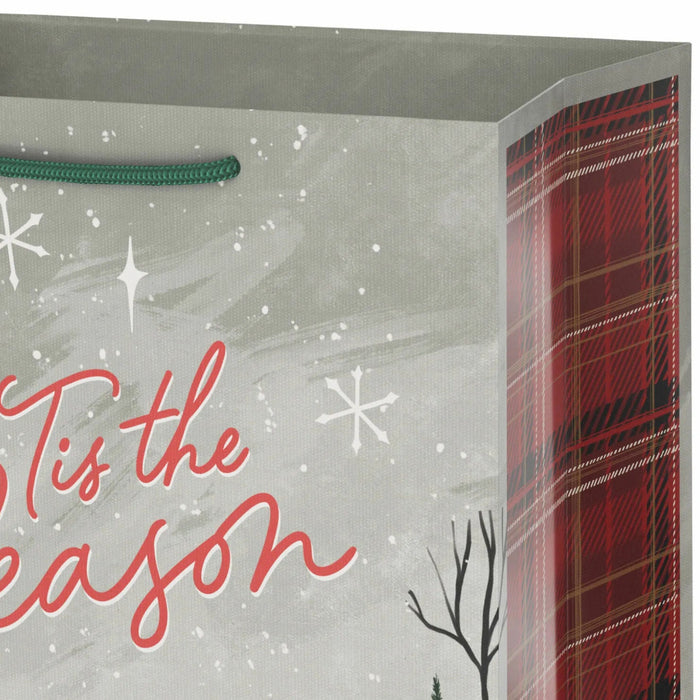 9.6-inch medium Christmas gift bag featuring a vintage-inspired sleigh design with classic holiday artwork.