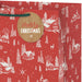 13-inch large Christmas gift bag featuring snowy barns on a red background with an included gift