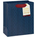 6.5-inch small Christmas gift bag featuring a cozy blue cable knit-inspired design for festive holiday gift wrapping.