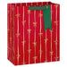 13-inch large Christmas gift bag featuring a red background with elegant gold bows for festive holiday gift presentation.