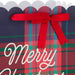 13-inch large Christmas gift bag featuring a scalloped red plaid design for classic holiday gift presentation.