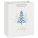 9.6-inch medium white Christmas gift bag featuring snowy tree designs for holiday gifting