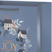 13-inch large icy blue Christmas gift bag featuring cozy cottage designs for holiday gifting