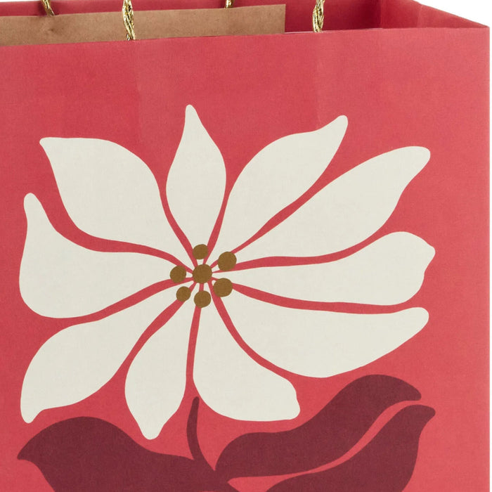 13-inch large red Christmas gift bag featuring a modern poinsettia design.