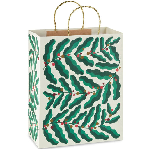 13-inch large Christmas gift bag featuring a modern holly design.
