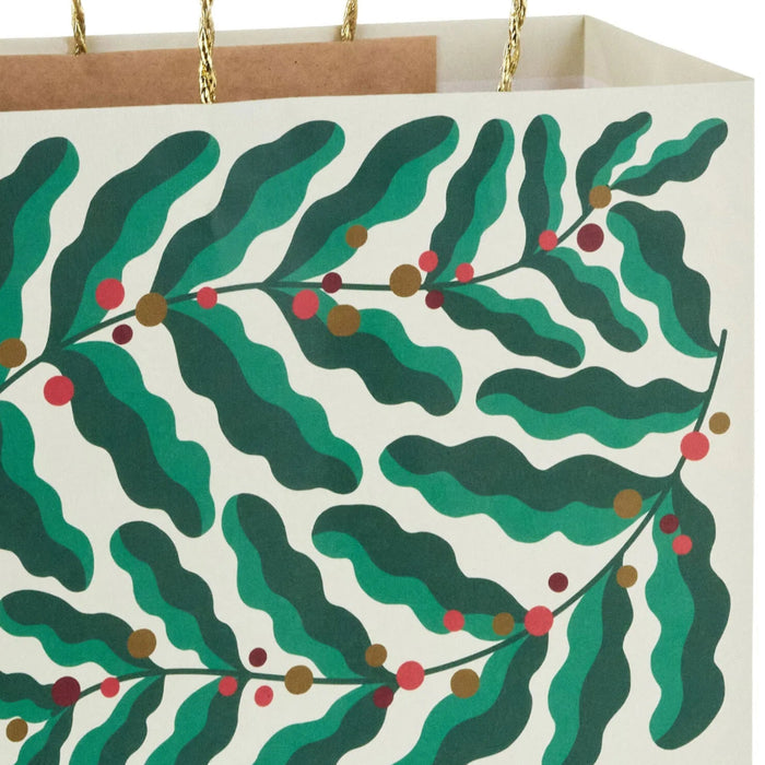 13-inch large Christmas gift bag featuring a modern holly design.
