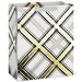 13-inch large holiday gift bag featuring black and gold plaid on a white background.