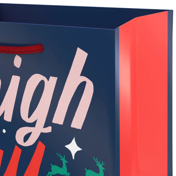 6.5-inch small Christmas gift bag featuring a festive “Sleigh All Day” message.