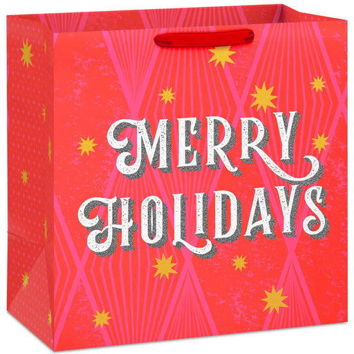 15-inch extra-deep Christmas gift bag featuring a glittery red and pink design.
