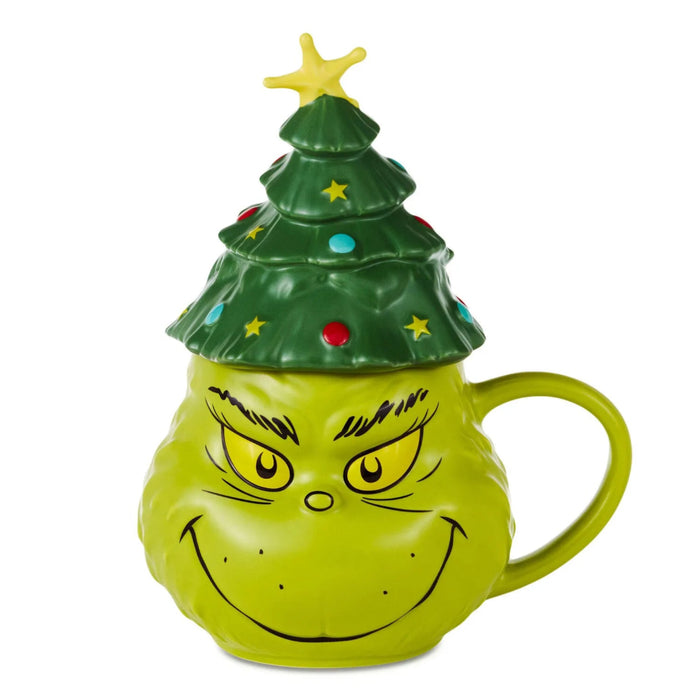 18 oz. Dr. Seuss Grinch sculpted mug featuring the Grinch with a Christmas tree