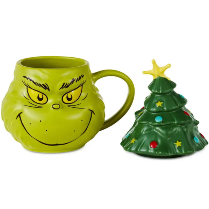 18 oz. Dr. Seuss Grinch sculpted mug featuring the Grinch with a Christmas tree