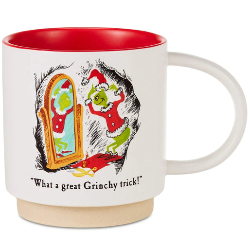 16 oz. Dr. Seuss Grinchy Trick Storybook Mug featuring a playful Grinch-inspired Christmas design