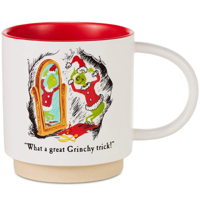 16 oz. Dr. Seuss Grinchy Trick Storybook Mug featuring a playful Grinch-inspired Christmas design