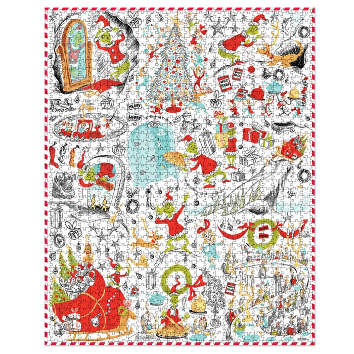 Dr. Seuss's How the Grinch Stole Christmas!™ Storybook 1000-piece jigsaw puzzle featuring colorful Grinch and Whoville holiday artwork.