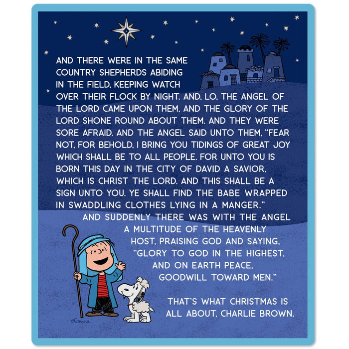 Peanuts® Linus Nativity Speech Throw Blanket featuring Linus from A Charlie Brown Christmas, 50x60 inches