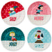 Set of 4 Peanuts® Wintertime Fun appetizer plates featuring a festive winter-themed character design.