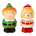 Set of 2 Elf Buddy and Jovie salt and pepper shakers with festive character designs.