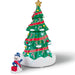 Magic Snowman Village musical Christmas tree and snowman mayor tabletop decorations with lights, set of two