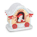 Magic Snowman Village hot cocoa cart tabletop decoration, 4.25 inches tall, with festive snowman details