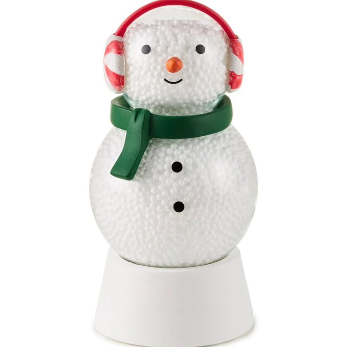 Snow-filled snowman figurine, 3.75 inches tall, with charming winter-themed Christmas details