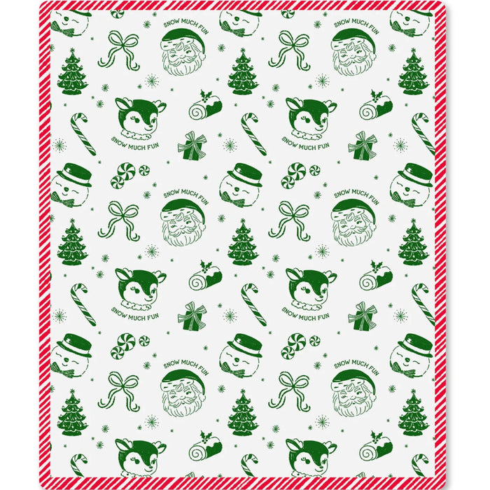 Snow Much Fun 50x60-inch throw blanket with cheerful snow-themed design for cozy winter décor