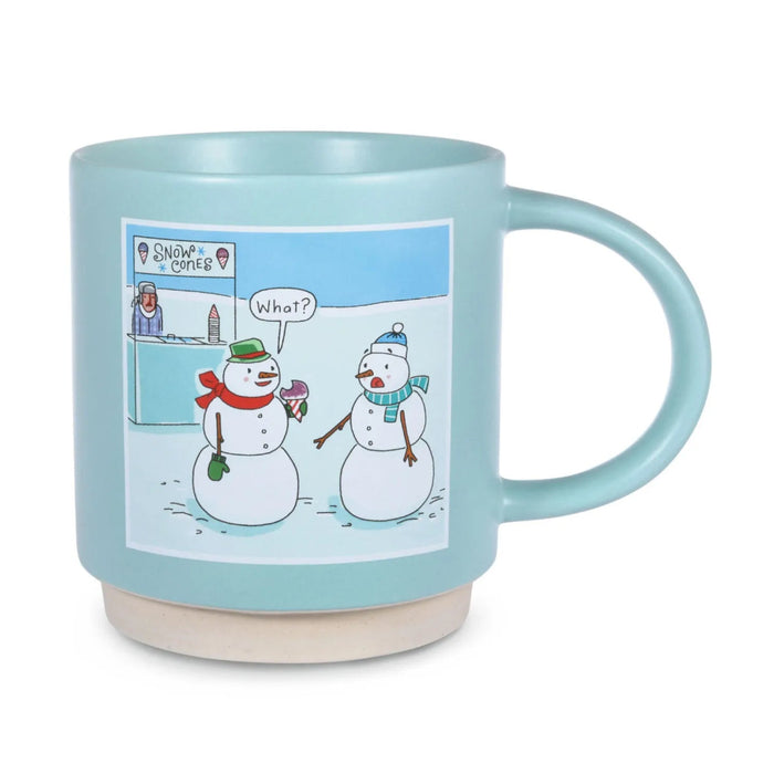 16 oz. Snow Cone Snowmen Funny Mug featuring a playful snowman and snow cone-inspired holiday design