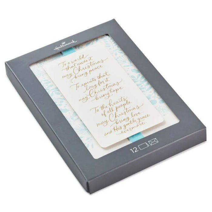 Hallmark Peace to a World boxed Christmas cards featuring a meaningful holiday peace message, pack of 12