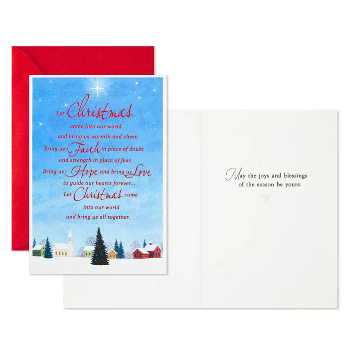 Hallmark Country Church Scene boxed Christmas cards featuring a peaceful country church in a winter setting, pack of 40