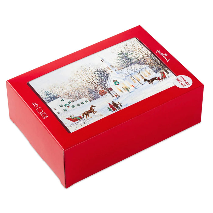 Hallmark Country Church Pure Joy boxed Christmas cards, pack of 40