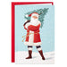 Hallmark Santa Carrying Fir Tree Packaged Christmas Cards Set of 5