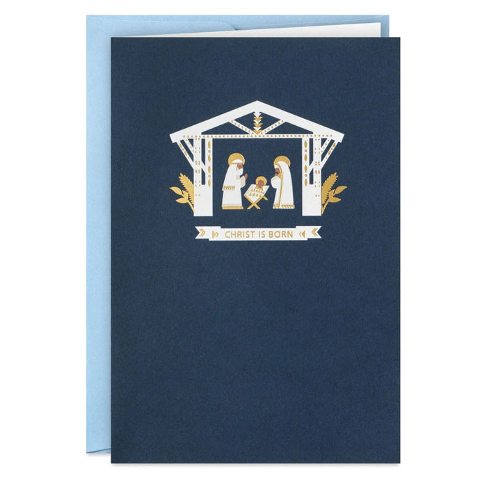 Hallmark Jesus in the Manger packaged Christmas cards featuring a peaceful nativity scene, set of 5