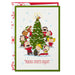 Hallmark Peanuts Gang Christmas cards featuring Snoopy and friends caroling around a decorated Christmas tree, pack of 16.