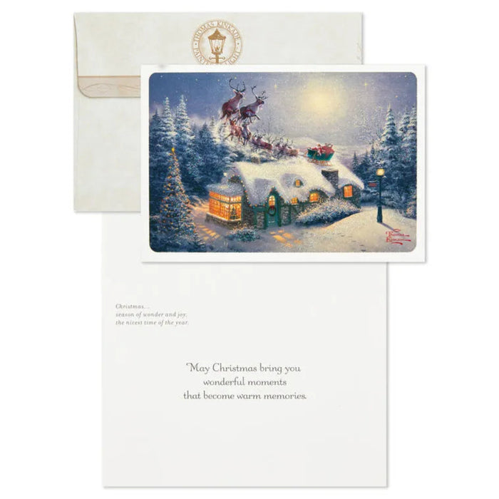 Hallmark Thomas Kinkade Santa and Sleigh boxed Christmas greeting cards, pack of 16 festive holiday cards
