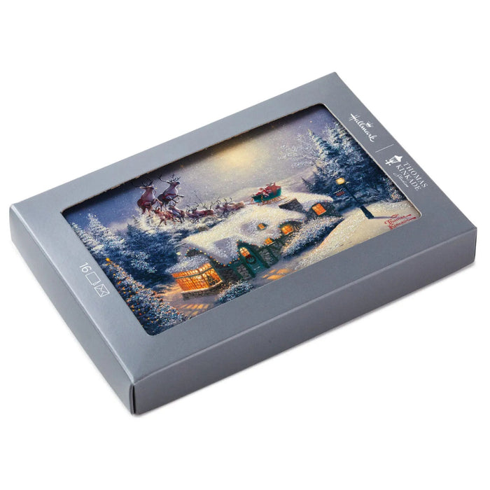 Hallmark Thomas Kinkade Santa and Sleigh boxed Christmas greeting cards, pack of 16 festive holiday cards