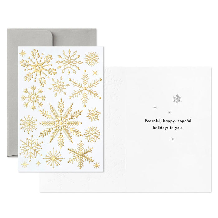 Hallmark Gold Snowflakes Packaged Christmas Cards Set of 5