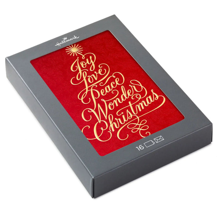Hallmark Red and Gold Tree Boxed Christmas Cards Pack of 16