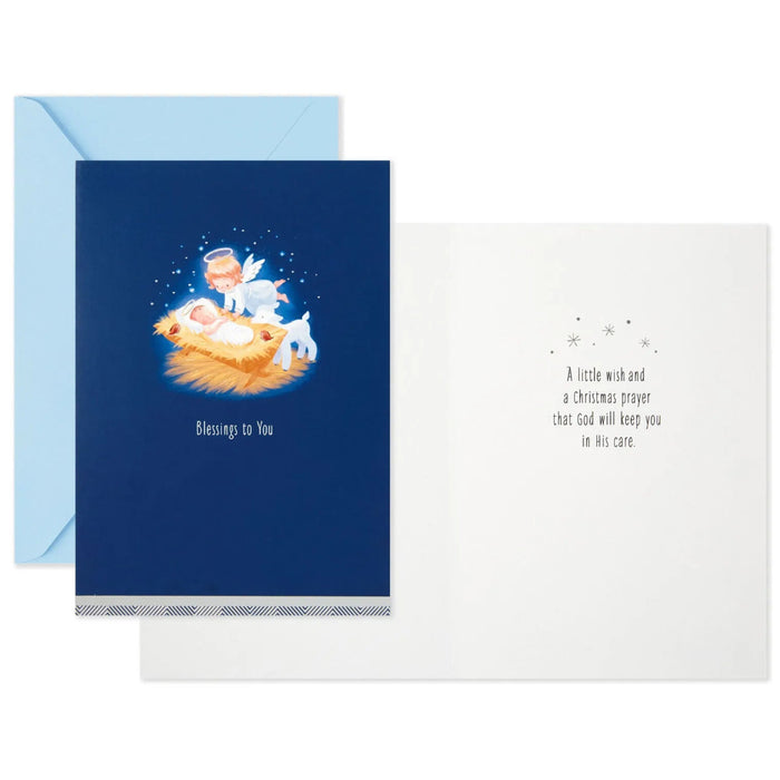 Hallmark Little Angel and Baby Jesus boxed religious Christmas cards pack of 16 with peaceful holiday artwork