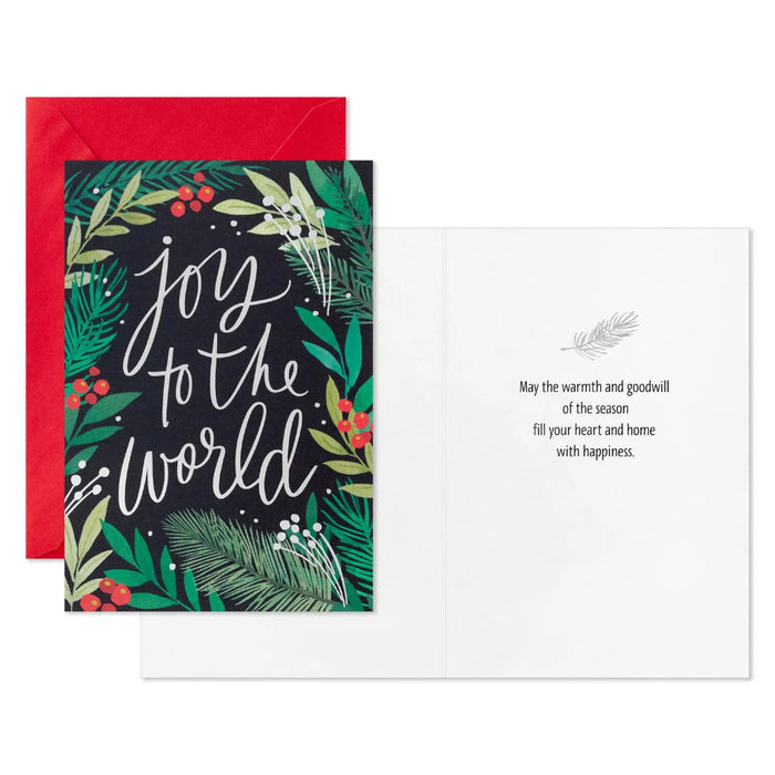 Hallmark Joy to the World packaged Christmas cards featuring a classic holiday design, set of 5