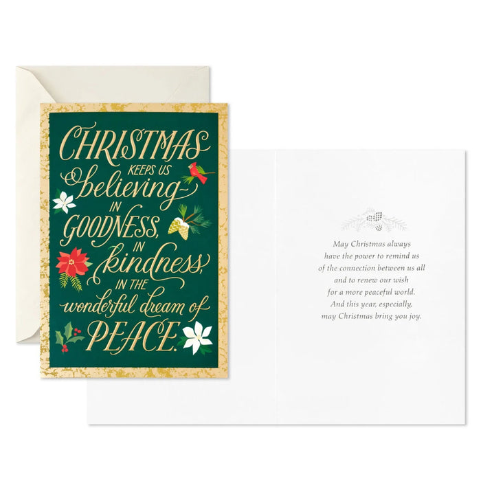 Hallmark Christmas Keeps Us Believing boxed Christmas cards featuring a festive holiday design and heartfelt message, pack of 16