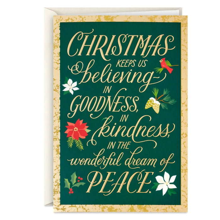 Hallmark Christmas Keeps Us Believing boxed Christmas cards featuring a festive holiday design and heartfelt message, pack of 16
