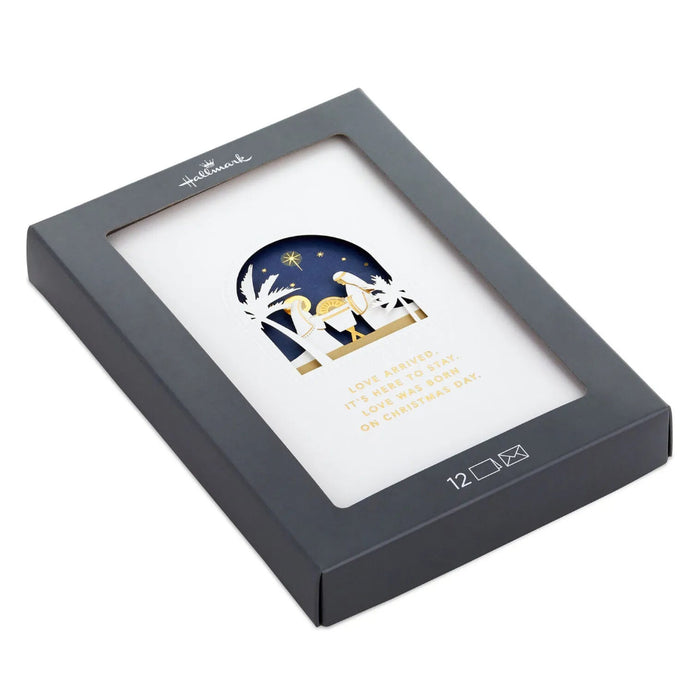 Hallmark Holy Family Nativity boxed Christmas cards pack of 12 featuring a peaceful religious Christmas design