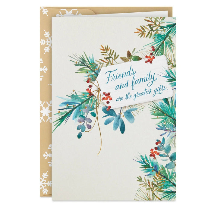 Hallmark Evergreen Branches Greatest Gifts boxed Christmas cards pack of 12 featuring a classic evergreen holiday design