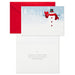 Hallmark Cozy Snowman and Flurries boxed Christmas cards featuring a cheerful snowman in a snowy winter scene, pack of 40