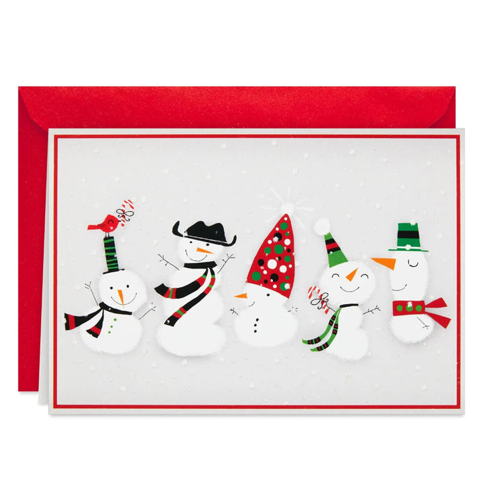 Hallmark Dapper Holiday Snowmen boxed Christmas cards pack of 40 featuring festive snowmen in stylish holiday designs.