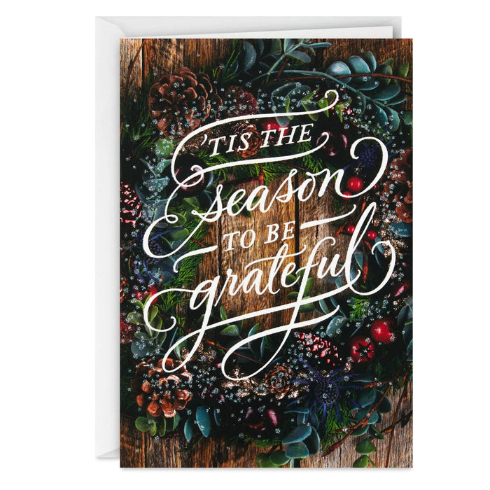 Hallmark Pine Wreath on Wood Plank Door Boxed Christmas Cards Pack of 40