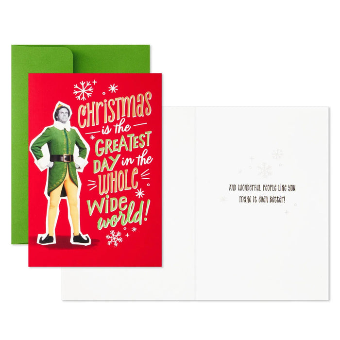 Hallmark Elf Greatest Day boxed Christmas cards featuring a festive Elf movie-inspired design, pack of 16