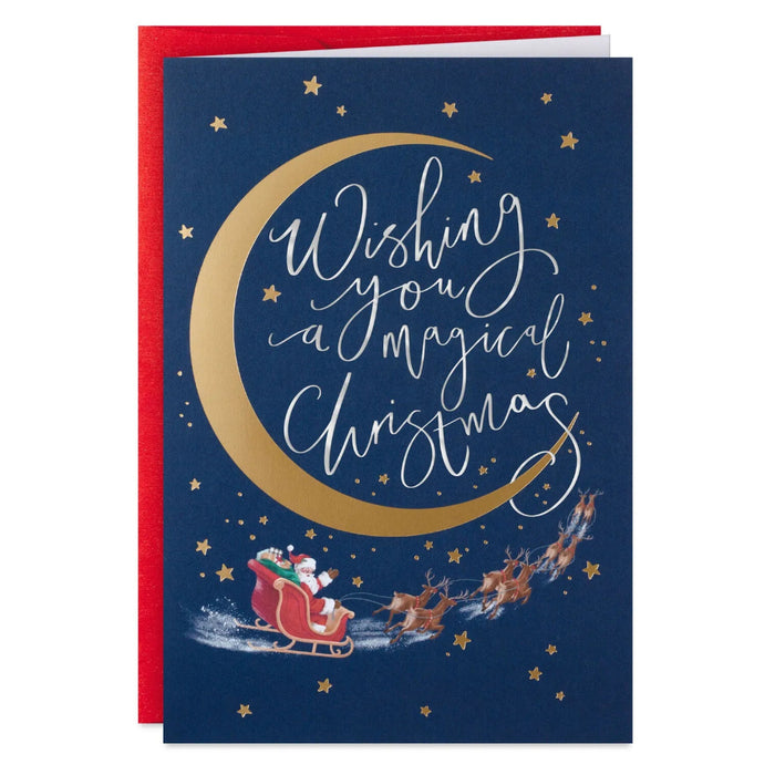 Hallmark Santa and Crescent Moon boxed Christmas cards pack of 16 featuring a festive nighttime holiday design