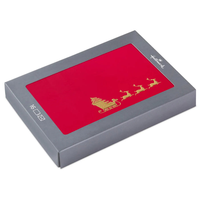 Hallmark Elegant Sleigh Christmas Cards, pack of 16, featuring an elegant festive sleigh design.